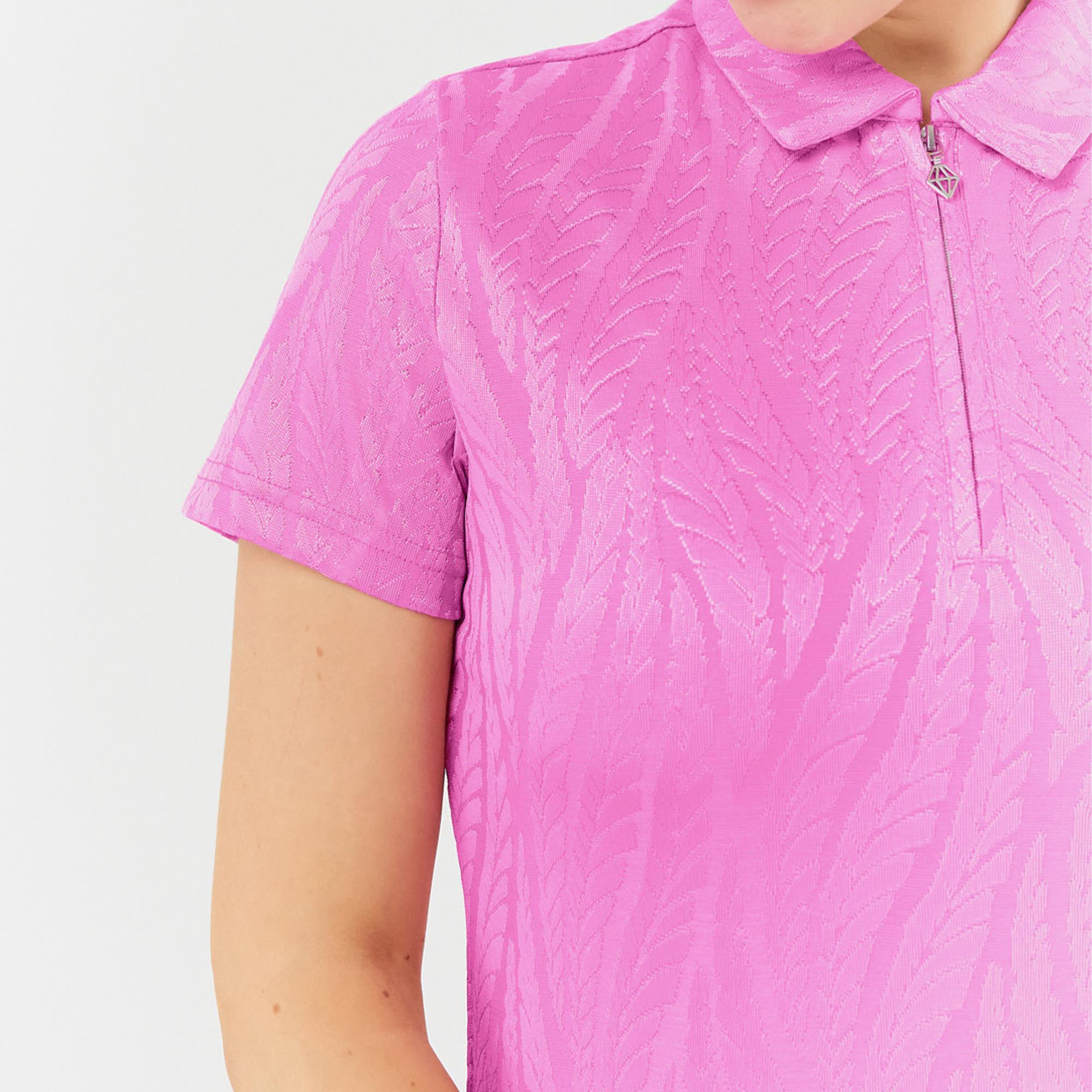 Pure Golf Freya Jacquard Ladies Golf Polo Shirt Azalea